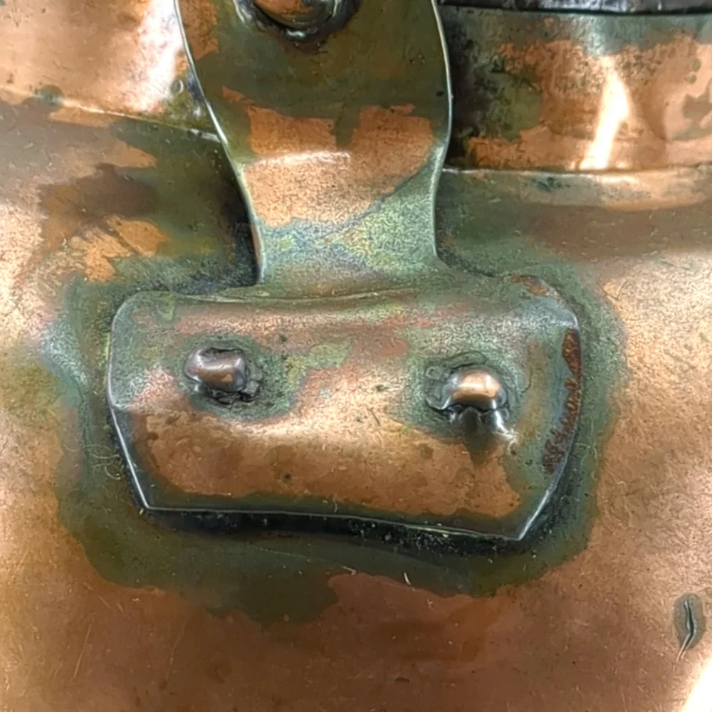 Dovetail Copper Tea Kettle Cramp Seam Antique Copper Handle Marked 4 Coppersmith
